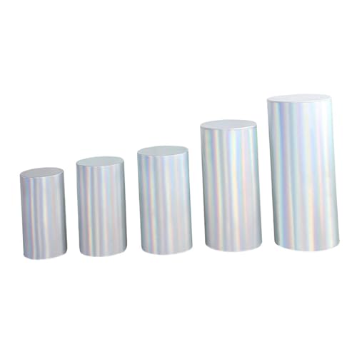Couvercles de socle de cylindre argent brillant, ensemble extensible de 5 pièces