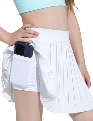 Girls Pleated Tennis Skirt with Shorts Athletic Skorts with Pocket Golf Uniform Cheer Skirts for Toddler Kids 5-14Y2