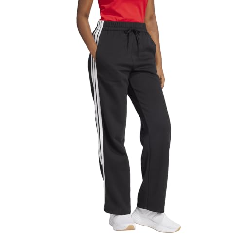 adidas Womens Essentials 3-Stripes Open-Hem Fleece Joggers Casual - Black - Size L - image 4