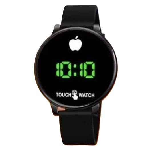 LED Touch Screen Digital Watch for Boys Girls Kids Round Dial Comfortable Rubber Strap Daily Use Casual Watch Black Free Size
