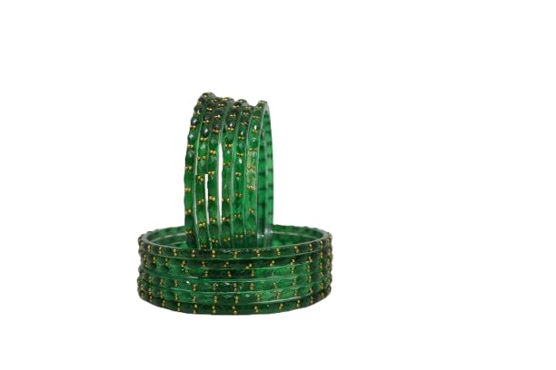 Raindrop Glass Bangles Set Beads Work | Traditional Chudi Bangle Set for Women & Girls | Wedding, Party & Gift Wear (packing 12 bangles)