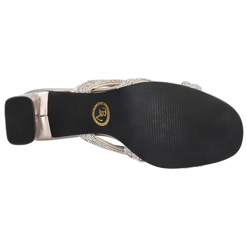 Bella Vita Womens Carmen Faux Leather Rhinestone Heels Gold 7.5 Wide (C,D,W)3