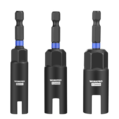 WORKPRO Wing Nut Driver CR-V Steel 3 PCS 9mm 12mm 15mm 1/4 Inch Hex Shank