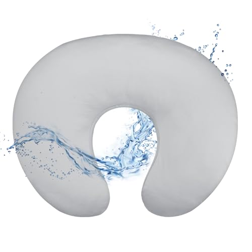 Image of Hooyax Baby Waterproof Nursing Pillow Cover, Stretchy Nursing Covers for Breastfeeding Pillows, Adorable Infant Feeding Pillow Slipcover for Baby Boy and Girls (Grey)