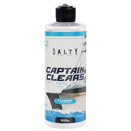 Salty Captain Clears Boat Polish 16.9oz – Restores Clarity & Removes Light Oxidation – UV Protection for Long-Lasting Shine – Safe for Clear Vinyl & Marine Plastics – Easy to Apply
