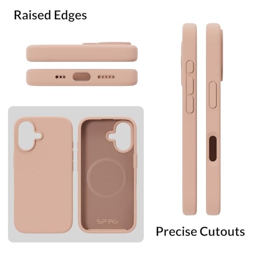 Image of SPRIG Compatible with iPhone 16 Premium SilkMag (Liquid Silicone Magnetic) Back Cover Drop Tested Shock Proof Mobile Case for Men, Women, Boys and Girls with Camera Protection (Sand Pink)