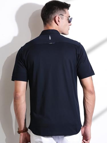 Image of Thomas Scott Men's | Solid | Half Sleeve | Regular Fit | Cotton Blend | Double Flap Pocket | Spread Collar | Casual Shirt