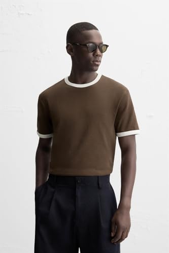 Image of Alan Jones Clothing Men's Regular Fit Stretch Cotton T-Shirt | Round Neck Short Sleeve Contrast Trim Tee | Casual Crew Neck T-Shirt for Men