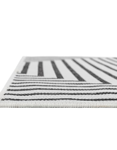 Tapete moderno de exterior 7x10 Blanco y Negro Rugs.com miniatura 7