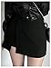 Floerns Women's Wrap Asymmetrical Hem Skorts Mid Waist Slit Zipper Mini Skirt Shorts Black Medium