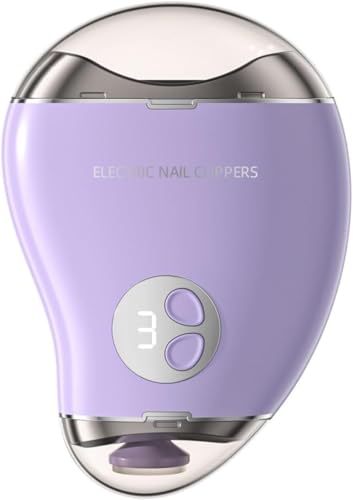 Junbse2in1 電動爪切り 3段階スピード Type-C充電式 ワンタッチ 低騒音 足指研磨・ベビーケア・高齢者介護に最適 簡単・安全操作 (パープル)