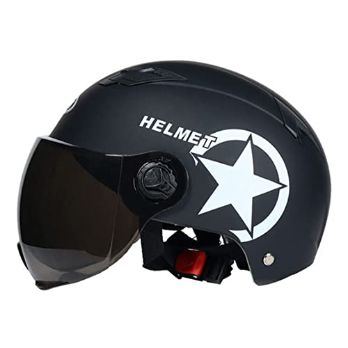 Casque de scooter électrique, Resie-s'impact Sécurité Casque à jet de moto à face ouverte avec des lunettes de visière PC détachable pour le scooter électrique noir