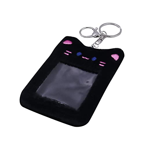 zgmyc cute plush kpop photocard holder with keychain cartoon bear bunny pig photo sleeve card holder protector