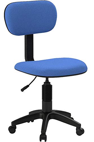 Hodedah Armless, Low-Back, Adjustable Height, Swiveling Task Chair with Padded Back and Seat in Blue, Not for adult use