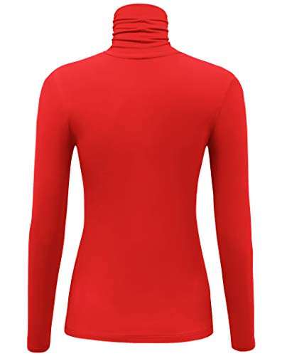 Image of AUHEGN Women's Long Sleeve Lightweight Turtleneck Top Slim Fit Pullover T-Shirt (S-XXL)
