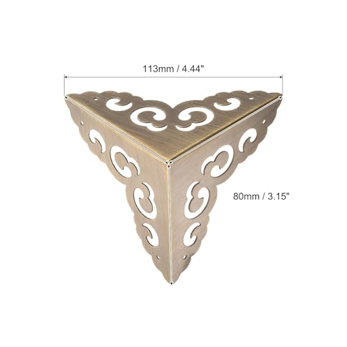 Image of uxcell 2 Pcs Brass Edge Guard, 80mm Decorative Box Corner Cover, Corner Protector, Vintage Stair Dust Corners with Screws, Bronze