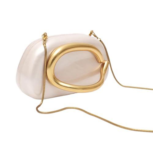 Image of Women Acrylic Clutch Box Metal Handle Evening Bag Trendy Ladies Shoulder Crossbody Purse for Wedding Party Causal