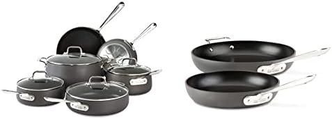 All-Clad E785SC64 Ha1 Hard Anodized Nonstick Dishwasher Safe PFOA Free Cookware Set, 10-Piece, Black & E7859064 HA1 Hard Anodized Nonstick Fry Pan Cookware Set, 2 Piece, Black All-Clad E785SC64 Ha1 Hard Anodized Nonstick Dishwasher Safe PFOA Free Cookware Set, 10-Piece, Black & E7859064 HA1 Hard Anodized Nonstick Fry Pan Cookware Set, 2 Piece, Black