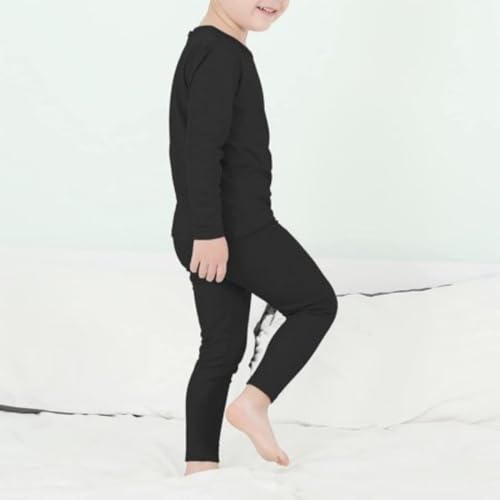Image of Kids Thermal Inner Wear Top and Pyjama Set Winter Wear Black.