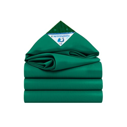 Image of TUFFPAULIN 12FT X 10FT 120 GSM Green Tarpaulin Tirpal Tadpatri Tharpai Thadika, Extra Strong, Reinforced Eyelets, UV Resistant, 100% Waterproof Virgin, 6 Layer MLCL 3D Rib Technology-1 No.