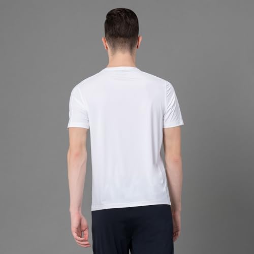 Image of Red Tape Printed White Activewear T-Shirt for Men | Anti Microbial | High Stretch | Quick Dry