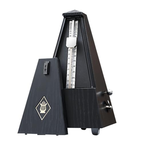 JQQJ音楽メトロノーム、振り子式、機械式メトロノーム、ピアノ試験、ギター、古筝、バイオリンなどの楽器用、ユニバーサルビート、正確なビート、調整可能な速度、音楽学習アクセサリー (メタルコア - タワーエボニー (MC-900))