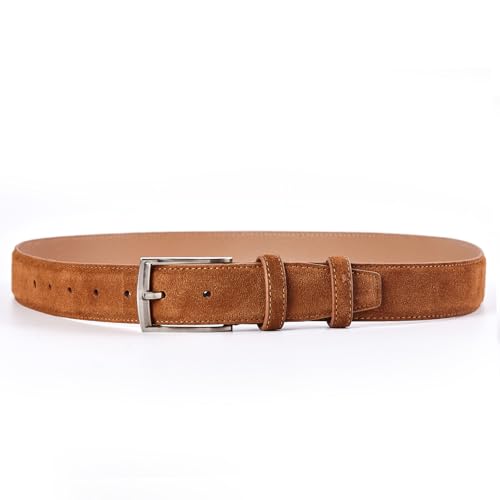 Genuine Suede Leather Belt for Men, 1 3/8" Wide Dress Casual & Golf Belt4