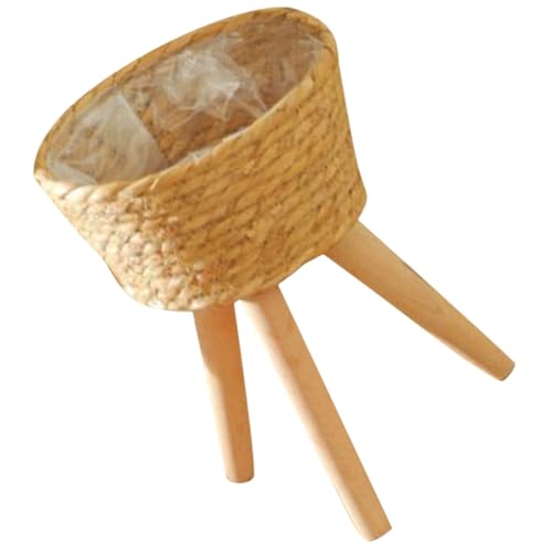 BCOATH Wicker Blumenständer Holz mit Stabilem Handgewebtem...