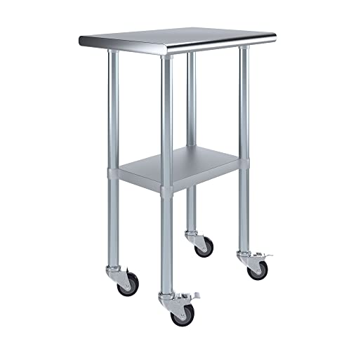 Image of AmGood 24 inch Long x 18 inch Deep Stainless Steel Table with Casters