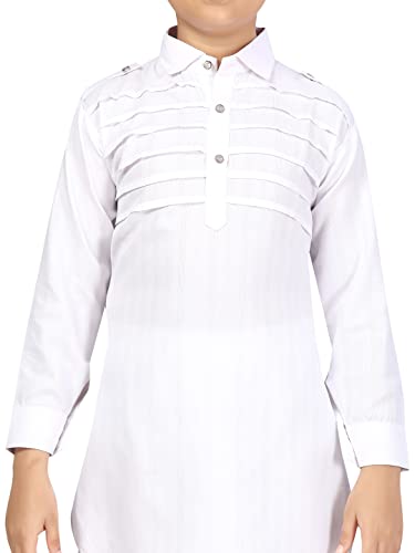 Image of Aarika Boys White Color Pathani Kurta Pyjama with Cap Set (C PS-JK-102-WHITE-WHITE-3)