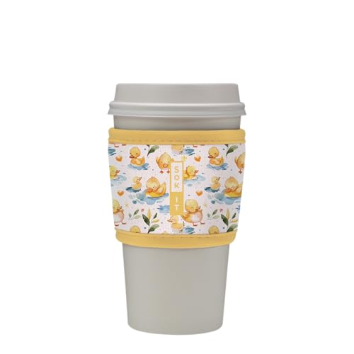 Sok It HotSok Coffee & Tea Reusable Insulated Neoprene Cup Sleeve (Just Ducky, One Size Coffee Sleeve)