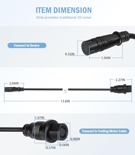 Image of 1852078 Replace for MKR-DSC-15 DSC Transducer Adapter Cable 8-PIN, for Lowrance Fish Finders, for Minn Kota Motor Built-in Dual Spectrum Chirp transducer, for 2D Sonar only