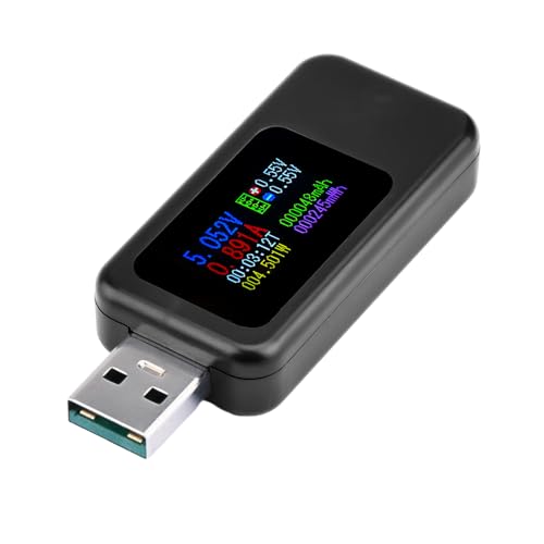 VOKTTA Comprobador USB de pantalla a color USB, Medidor Electricidad, Medidor de Corriente, Comprobador de Cargador USB-C, Pantalla a Color Tipo C, Voltímetro Amperímetro