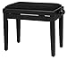 Classic Cantabile Pianobank Schwarz-matt (Höhenverstellbar von 47-56cm, Spindelmechanik, Sitzfläche 55 x 32cm, schwarzer Velourbezug, stabil)