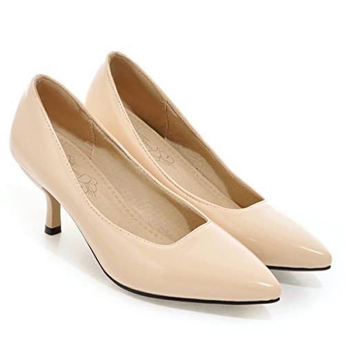 Women's PU Leather Candy Color Pointed Toe Sexy Formal Working Pumps,Middle Heels Comfortable Office Ladies Walking Wedding Pump Shoes2