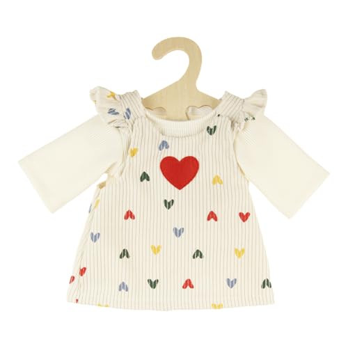 Heless 1530 - Roupas para bonecas ''Heart Confetti', conjunto de 2 peças com vestido de veludo e t-shirt, para bonecas e peluches de tamanho 28-35 cm