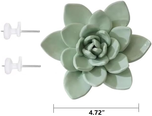 Miniatura 2 de Decoración de flores de cerámica para pared, arte de pared artificial 3D, hecho a mano, escultura colgante de flores de porcelana (blanco, girasol,