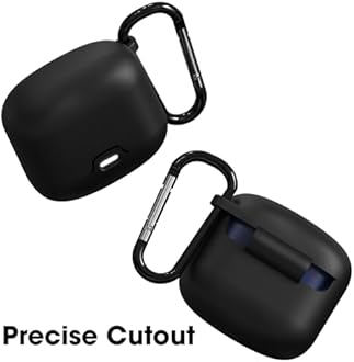 Sounce Earphone Case Cover Compatible for GOBOULT Z40, Soft Silicone Skin Case Cover Shock-Absorbing Protective Case with Keychain [Front LED Visible] (Black)