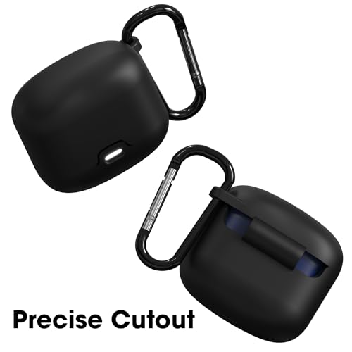 Sounce Earphone Case Cover Compatible for GOBOULT Z40, Soft Silicone Skin Case Cover Shock-Absorbing Protective Case with Keychain [Front LED Visible] (Black)