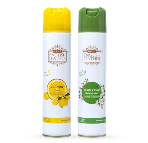 Image of Next Care English Leather Air Freshener Spray 220ml | Long Lasting Room Freshener for Home, Office & Car | Odour Eliminator (Lemon & White Floral)