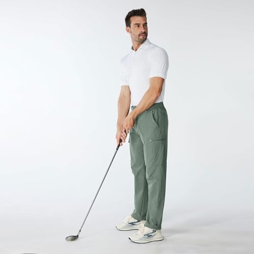 ADHOWBEW Cargo Pants for Men Elastic Waist Big and Tall Baggy Lightweight Work Hiking Relaxed Fit Joggers2