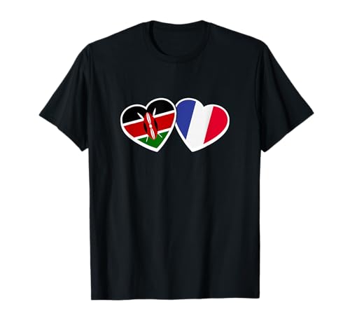 Kenya France Amour Coeur Drapeau Français Kényan T-Shirt