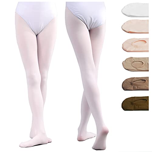 DANCEYOU 2 Paare Ballettstrumpfhose Tanzstrumpfhosen für Mädchen Kinder und Damen Weiß XL
