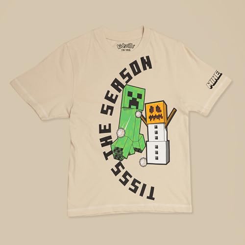 Image of Kidsville Official Minecraft Steve, Alex & Creeper Half Sleeves Round Neck Graphic Printed Regular Fit Pure Breathable Cotton Fabric Tshirt for Boys
