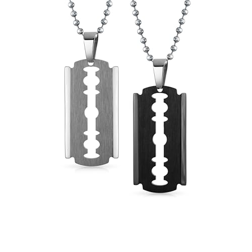 Rimani alla moda con questo ciondolo a forma di lametta punk rock, perfetto per gli uomini che amano i gioielli urbani maschili. Con una catena da 20