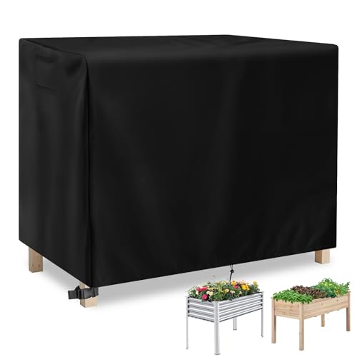 Rectangular Plant Box Cover with Drawstring, Outdoor Raised Garden Bed Cover for Plant Freeze Protection, Reusable Winter Frost Cover for Planter Beds-48 x 24 x 30 inch