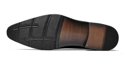 Santimon Men’s Genuine Leather Oxford Dress Shoes – Wingtip Brogue Oxfords for Business, Wedding & Tuxedo – Black & Brown Zapatos de Vestir para Hombre3