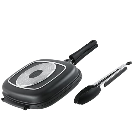 Sartén Parrilla acero & aluminio fundido revestimiento piedra antiadherente inducción Plancha Asar Bandeja Asadora Plancha de Asar Alemán GreblonC3+ Ecológico sin PFOA Gas Horno (32CM)