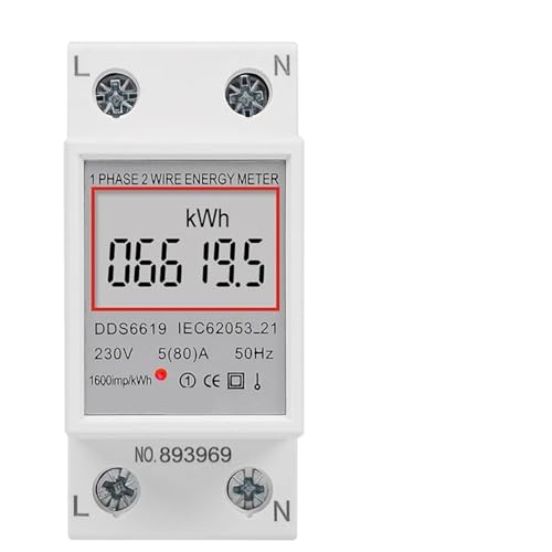 LCD Digital Single Phase Energy Meter KWh Electricity Electric Wattmeter AC 230V 80A Without Backlight 1Pcs