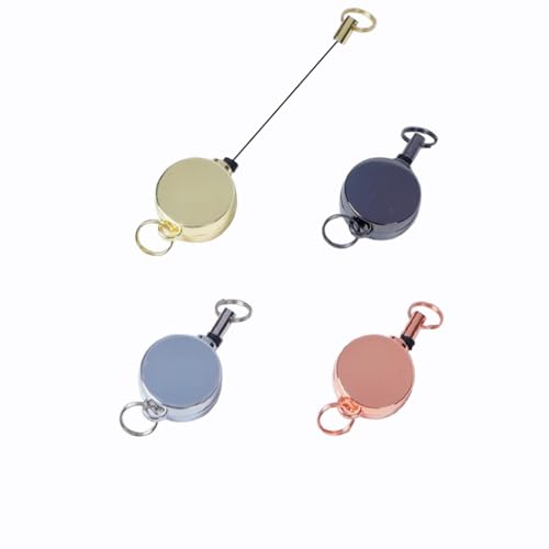 [TRkin] リールキーホルダ4個セット亜鉛合金リールキーホルダ伸縮自在チャックリールロープキーホルダ用 - TRkin - 商品画像